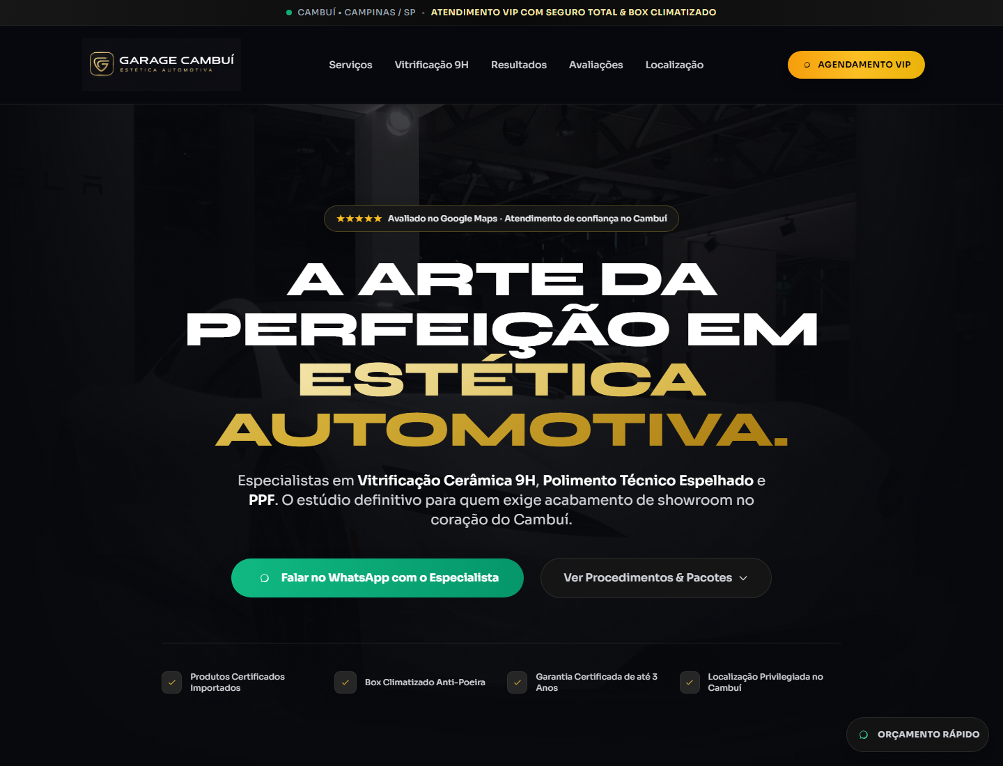 Screenshot do projeto Garage Cambuí